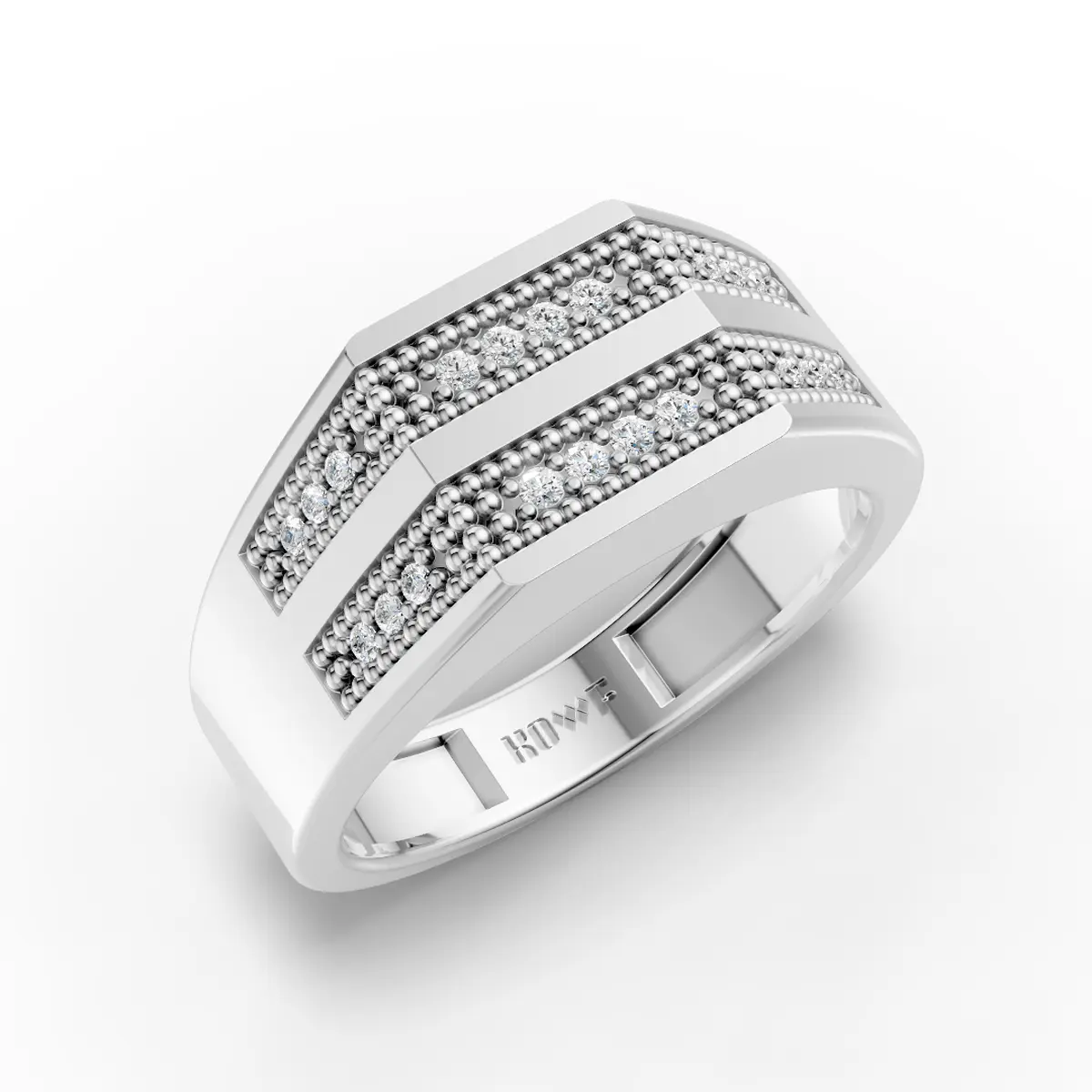 Triple Row Diamond Band Ring